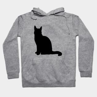 Black Cat Sitting Silhouette Vector Art Cut Out Hoodie